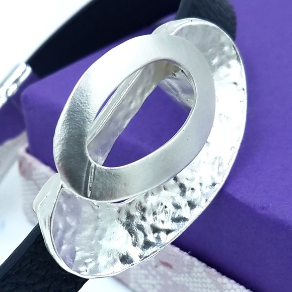 Leather Geometric Bracelet Bangle Clasp Blue - Picture 5 of 8